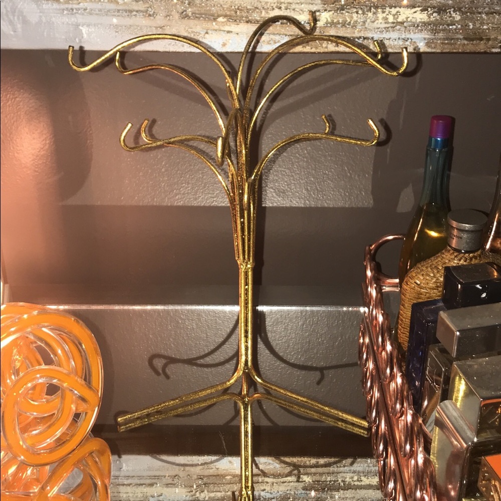 New Never Used Antique Gold Color Jewelry Tree